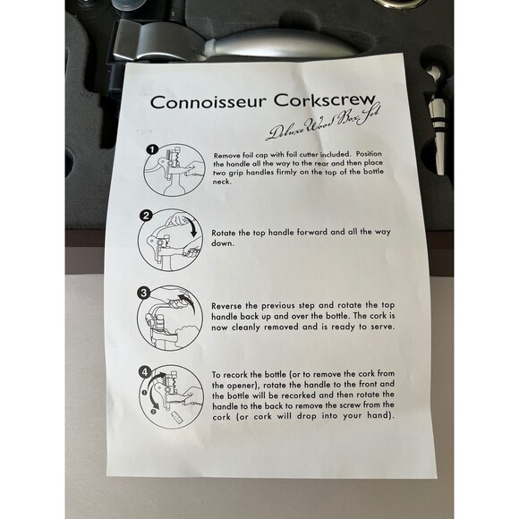 Connoisseur Corkscrew Deluxe Wood Box Set 6 Pieces plus Case - Picture 7 of 7